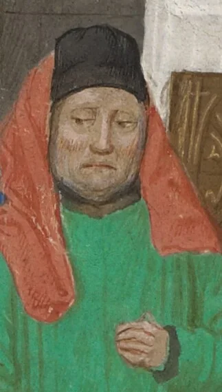 An illustration from La Vision de l'âme de Guy de Thurno, 1475, leaf 2