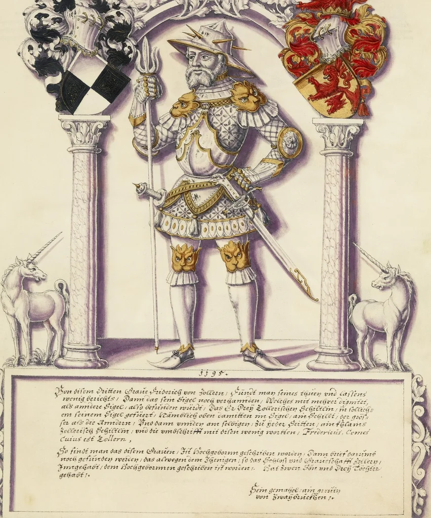An illustration from Chronicle of the Hohenzollern Family, 1572, leaf 13