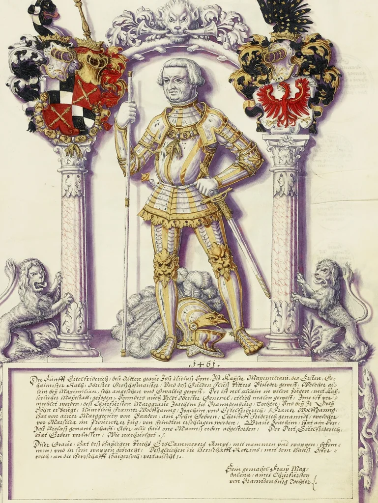 An illustration from Chronicle of the Hohenzollern Family, 1572, leaf 8