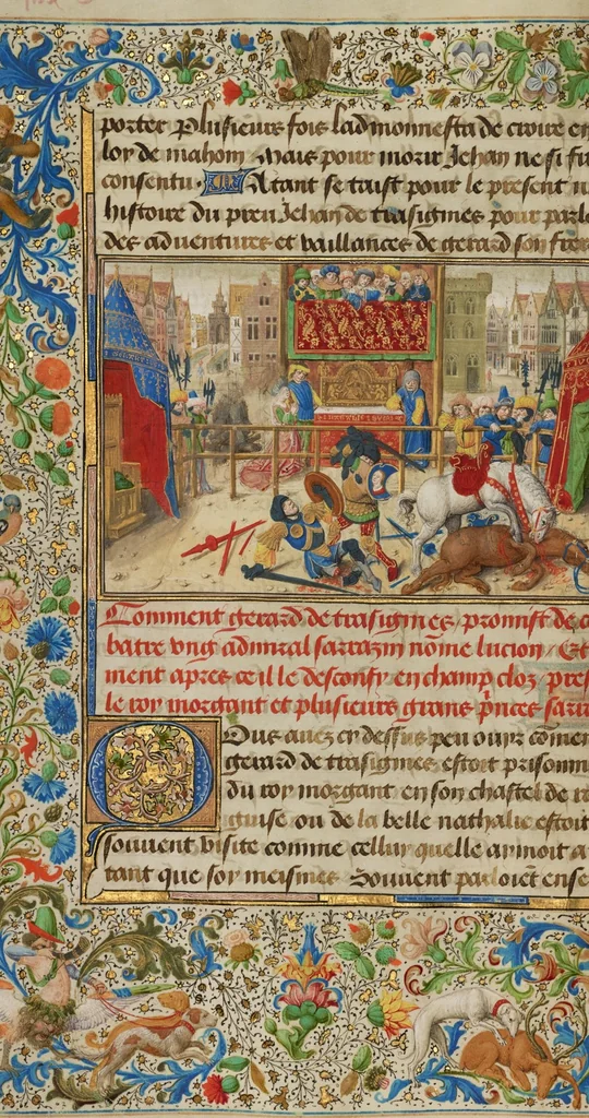 An illustration from Roman de Gillion de Trazegnies, 1464, leaf 1