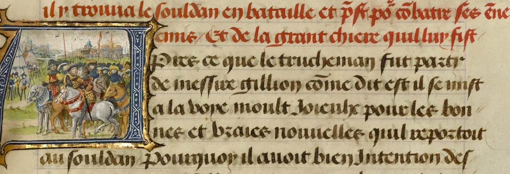 An illustration from Roman de Gillion de Trazegnies, 1464, leaf 18