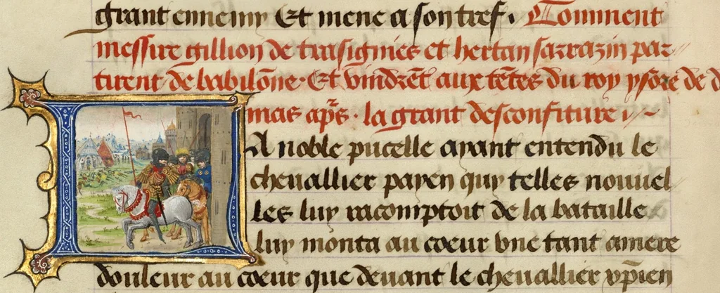 An illustration from Roman de Gillion de Trazegnies, 1464, leaf 30