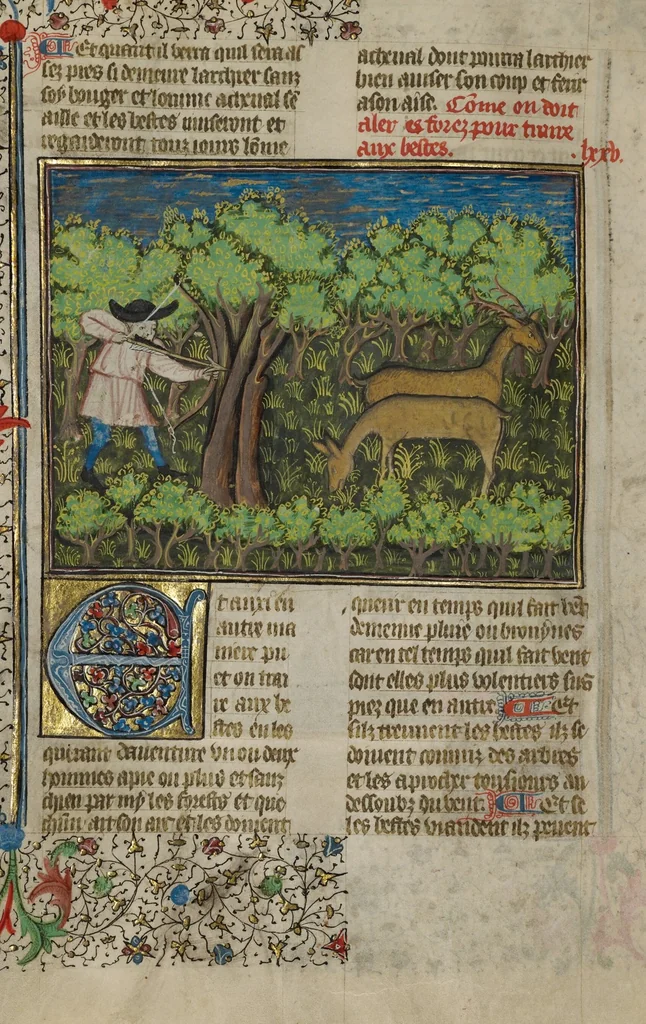 An illustration from Livre de la Chasse, 1430, leaf 40