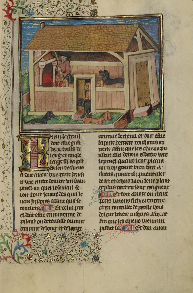 An illustration from Livre de la Chasse, 1430, leaf 5