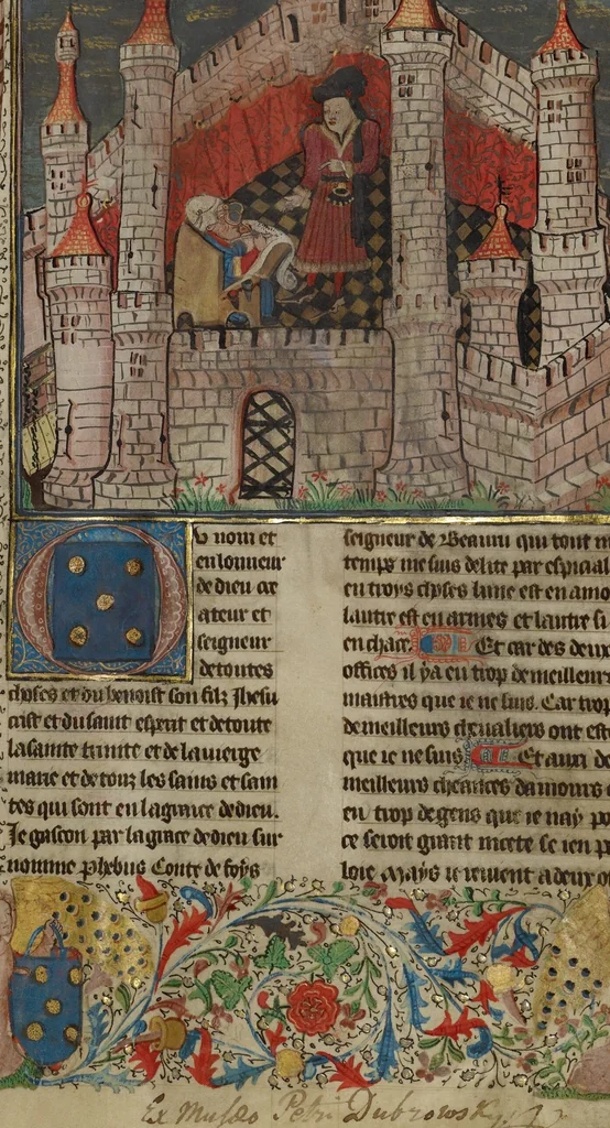 An illustration from Livre de la Chasse, 1430, leaf 55