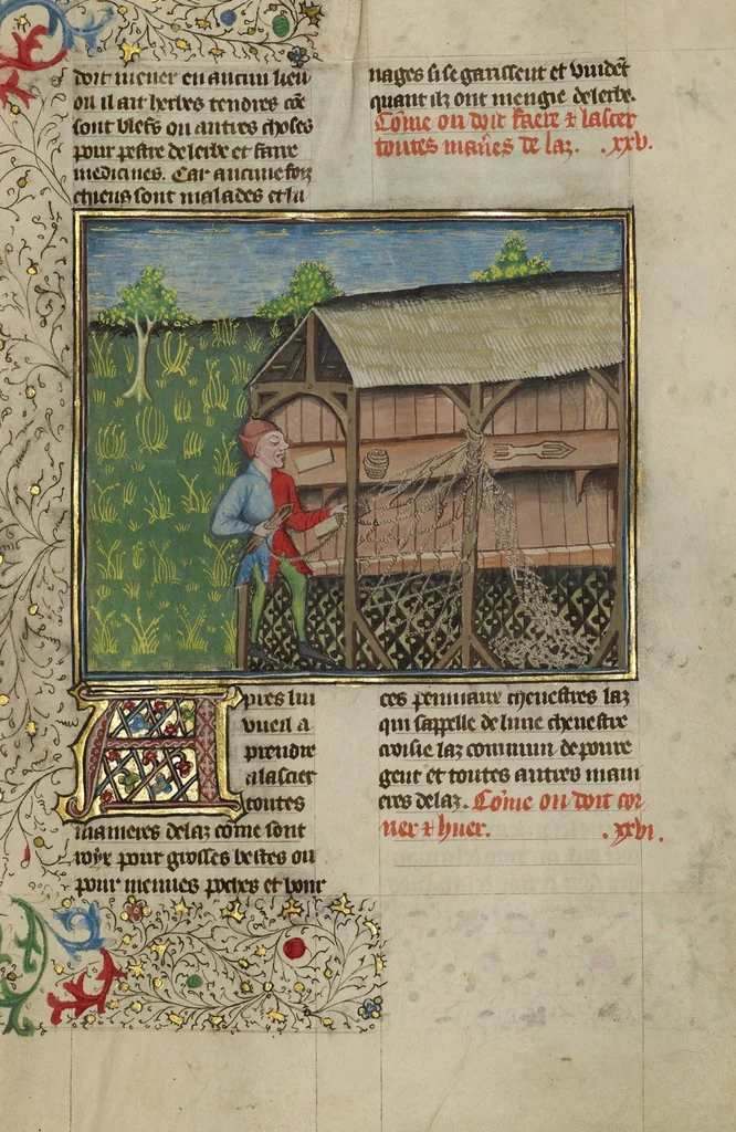 An illustration from Livre de la Chasse, 1430, leaf 68