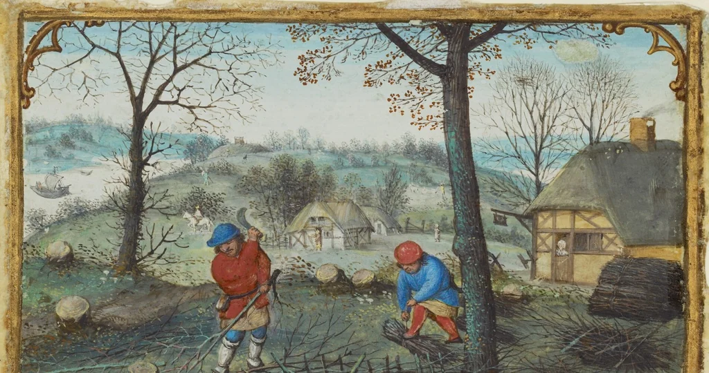 An illustration from Calendar Miniatures from a Book of Hours, 1550, leaf 1