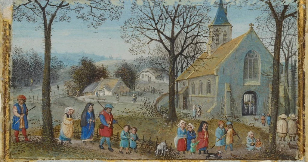 An illustration from Calendar Miniatures from a Book of Hours, 1550, leaf 3