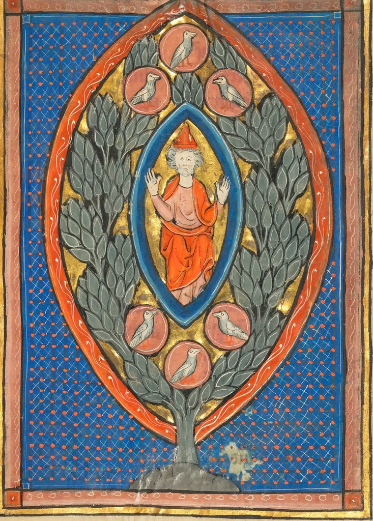 An illustration from De Natura Avium; De Pastoribus et Ovibus; Bestiarium; Mirabilia Mundi; Philosophia Mundi; On the Soul, 1277, leaf 23