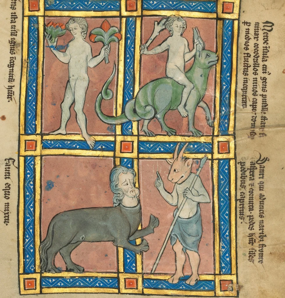 An illustration from De Natura Avium; De Pastoribus et Ovibus; Bestiarium; Mirabilia Mundi; Philosophia Mundi; On the Soul, 1277, leaf 24