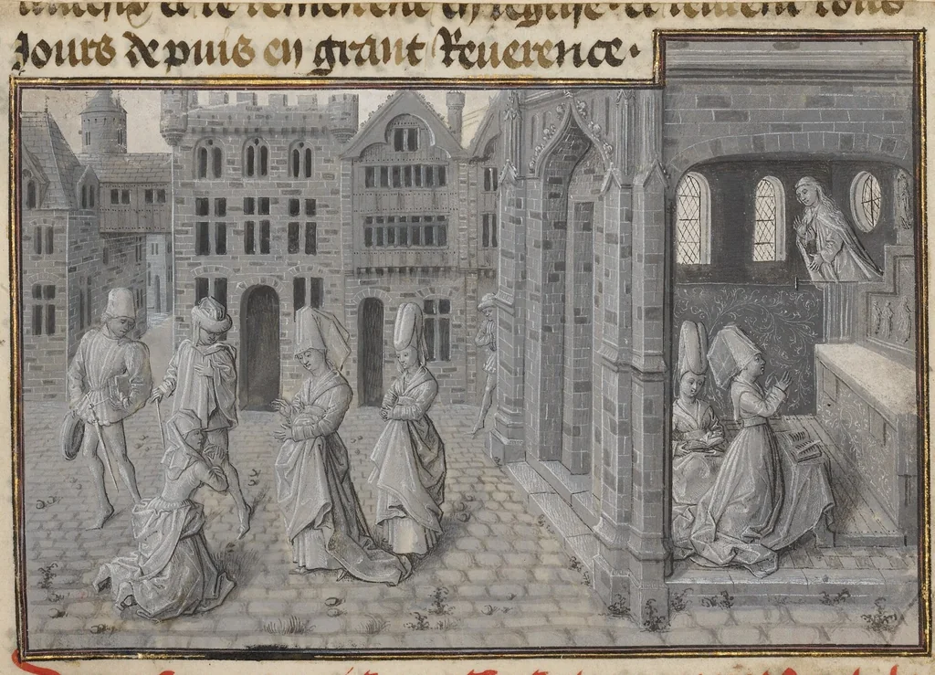 An illustration from Miniature from The Miracles of Our Lady, 1460, leaf 1