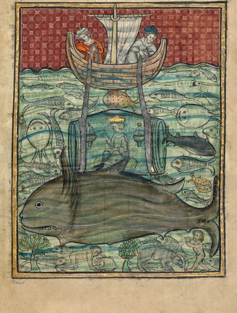 An illustration from Roman d’Alexandre, 1290, leaf 1