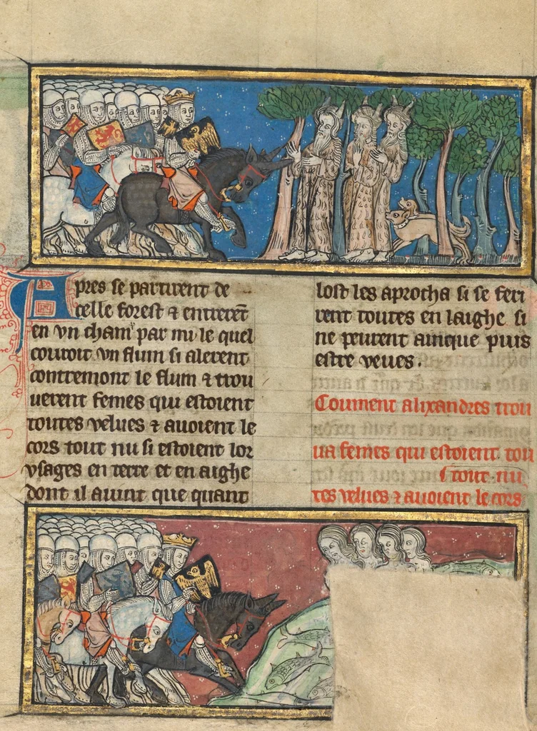 An illustration from Roman d’Alexandre, 1290, leaf 26