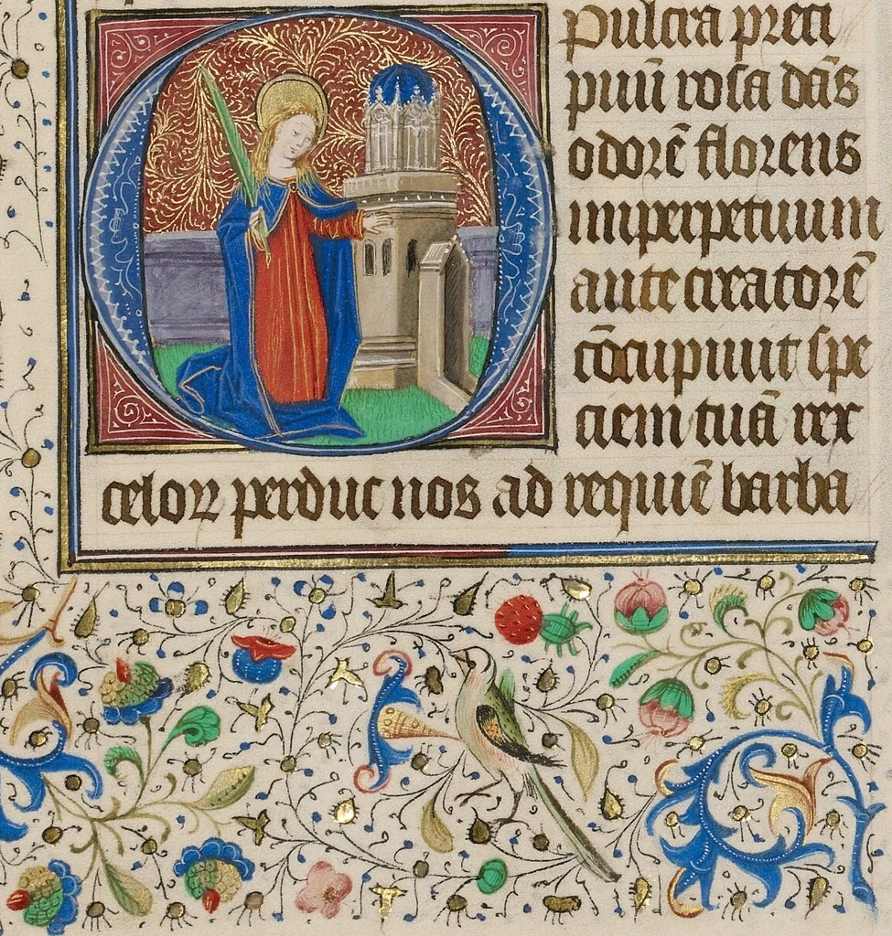 An illustration from Llangattock Hours, leaf 25