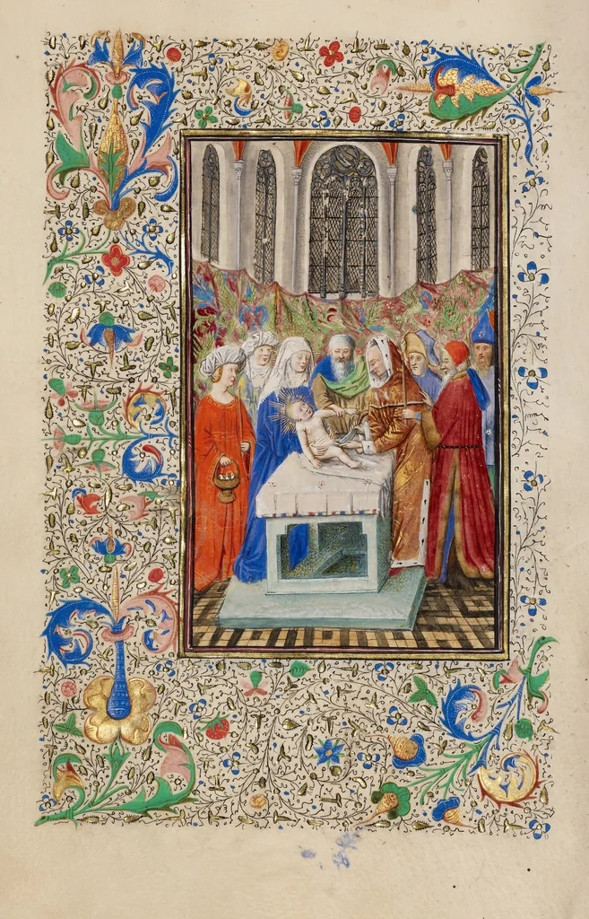 An illustration from Llangattock Hours, leaf 56