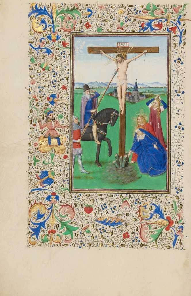 An illustration from Llangattock Hours, leaf 57