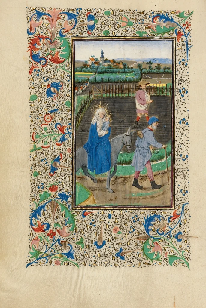 An illustration from Llangattock Hours, leaf 58