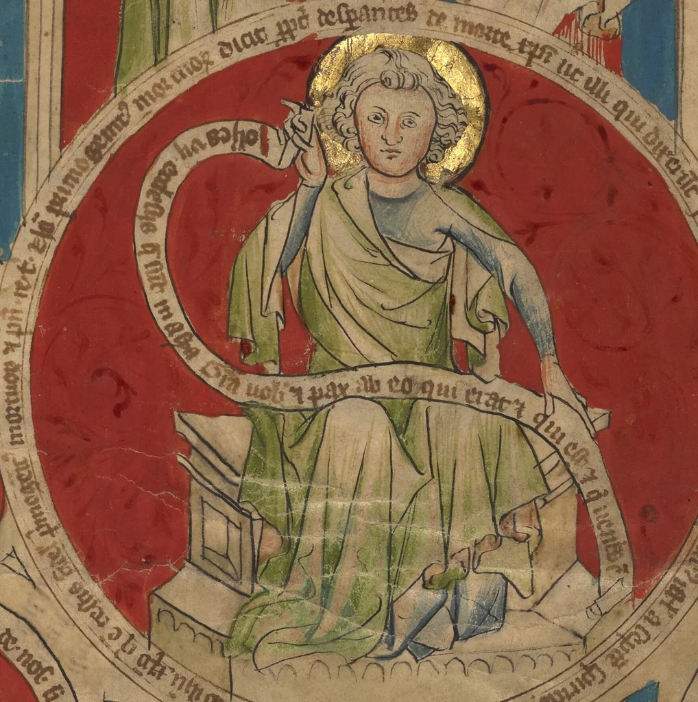 An illustration from Leaf from an Apocalypse manuscript with miniatures, 1340, leaf 3