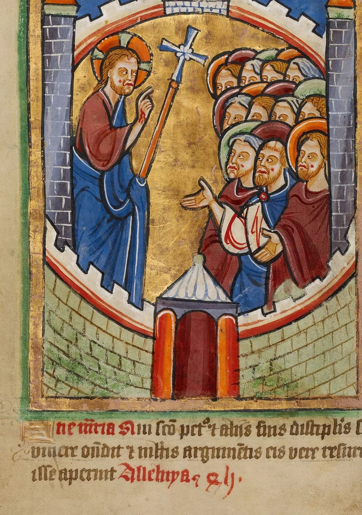 An illustration from Illustrated Vita Christi, with devotional supplements, 1190, leaf 14