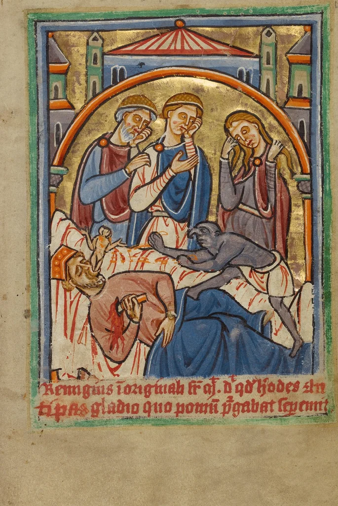 An illustration from Illustrated Vita Christi, with devotional supplements, 1190, leaf 199