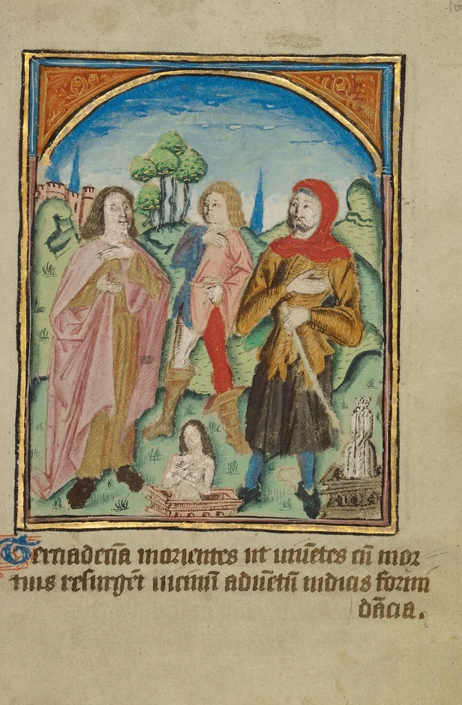 An illustration from Illustrated Vita Christi, with devotional supplements, 1190, leaf 203