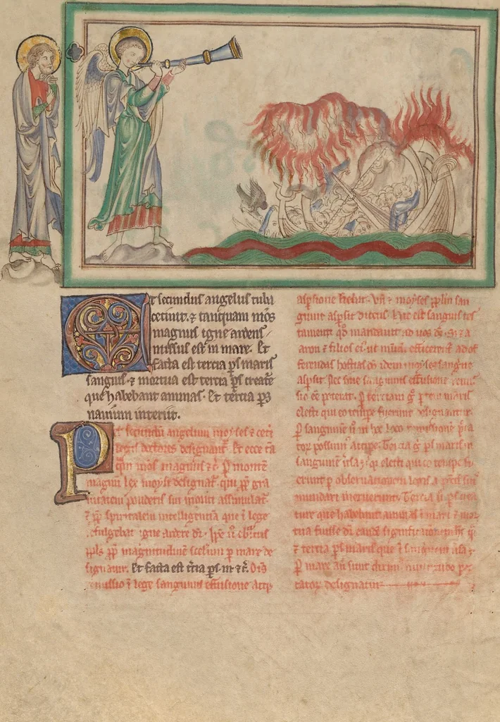 An illustration from Getty Apocalypse (Ms. Ludwig III 1 (83.MC.72)), 1255, leaf 62