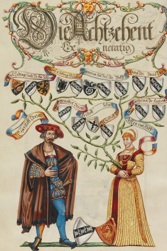 An illustration from Genealogy of the Derrer Family, 1626, leaf 11