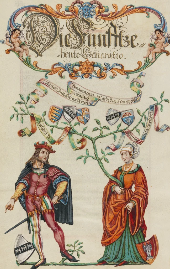 An illustration from Genealogy of the Derrer Family, 1626, leaf 14