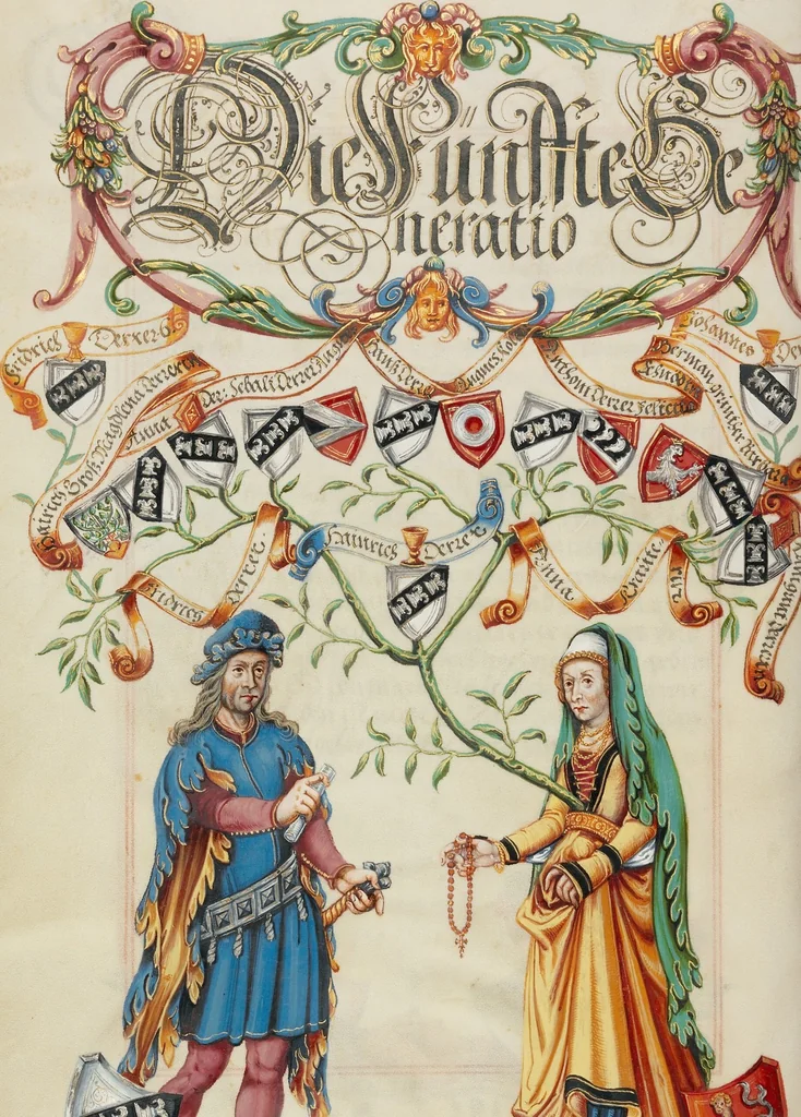 An illustration from Genealogy of the Derrer Family, 1626, leaf 16