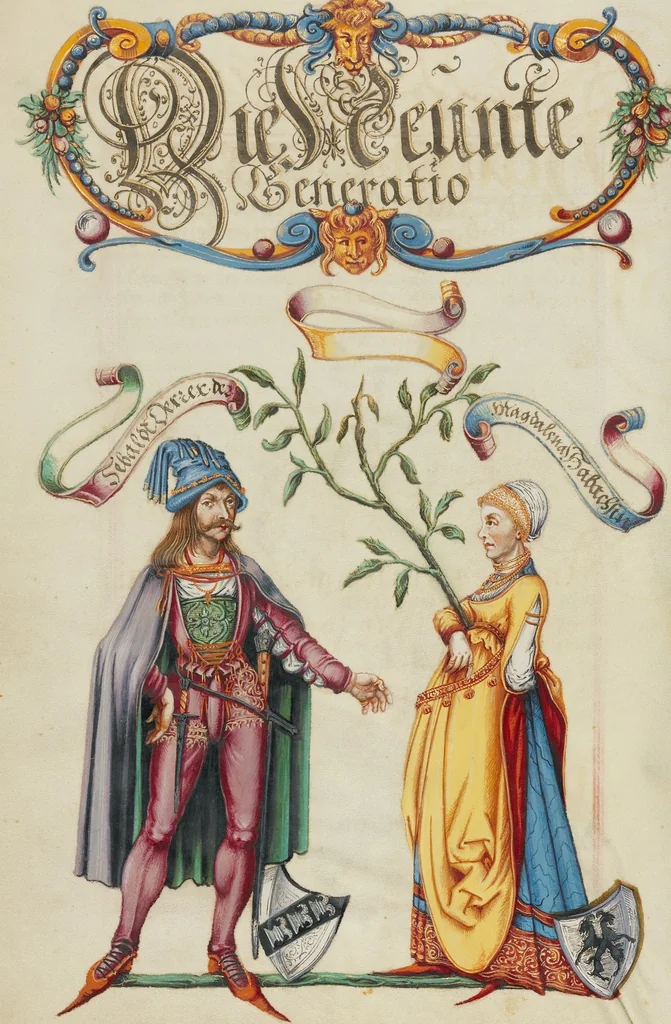 An illustration from Genealogy of the Derrer Family, 1626, leaf 26