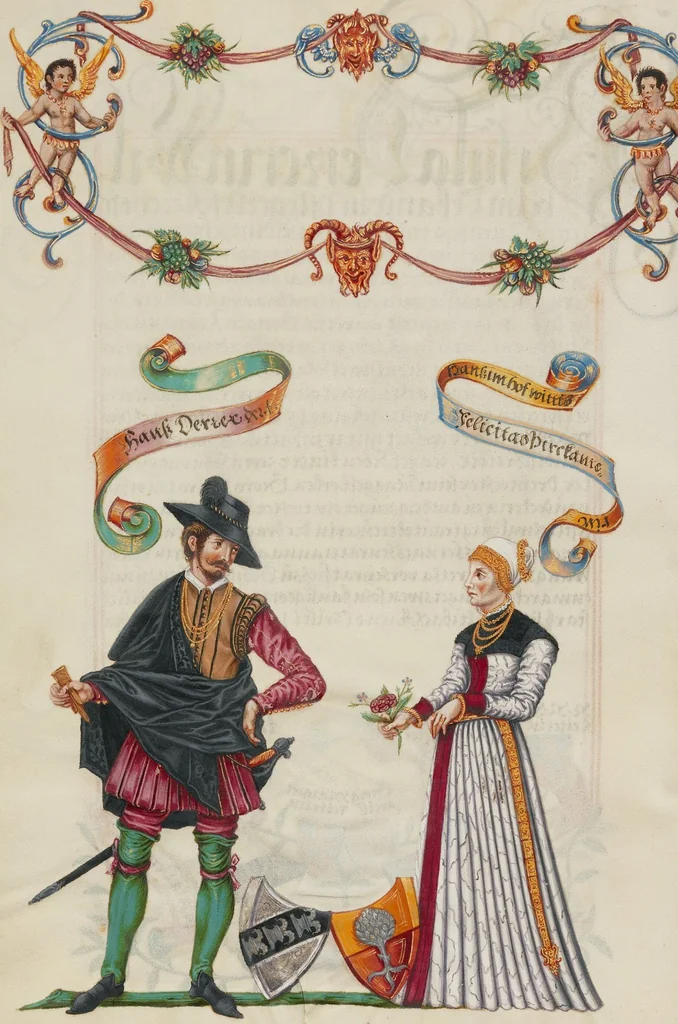An illustration from Genealogy of the Derrer Family, 1626, leaf 34