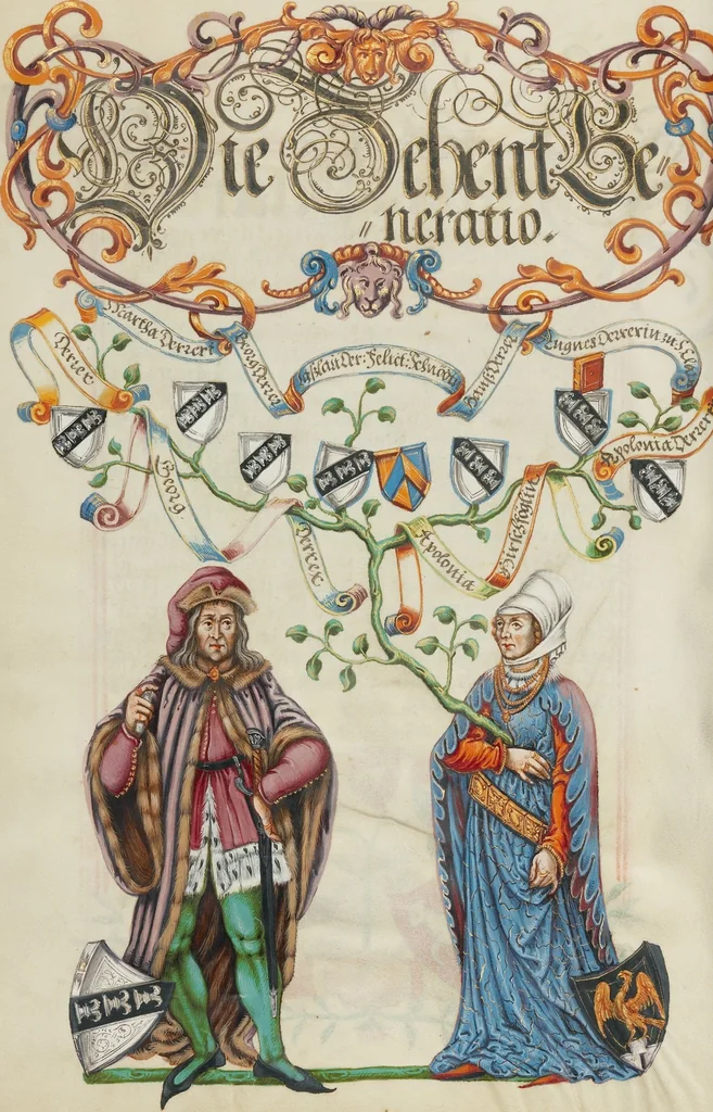 An illustration from Genealogy of the Derrer Family, 1626, leaf 38