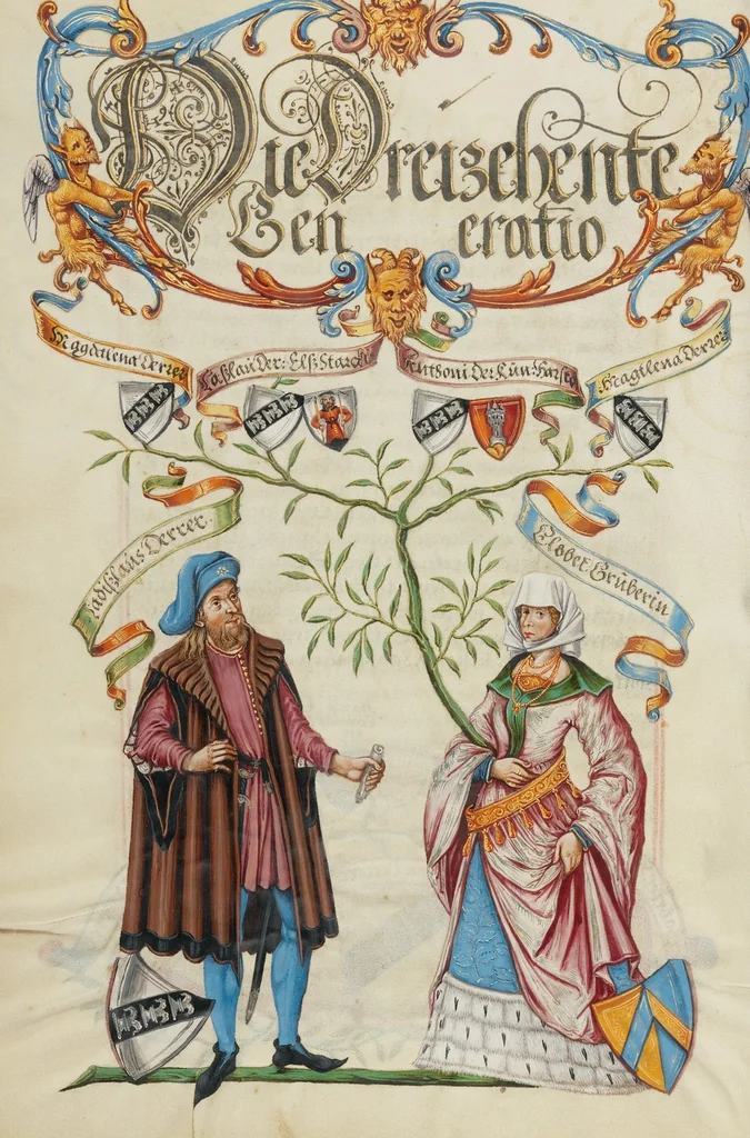 An illustration from Genealogy of the Derrer Family, 1626, leaf 42