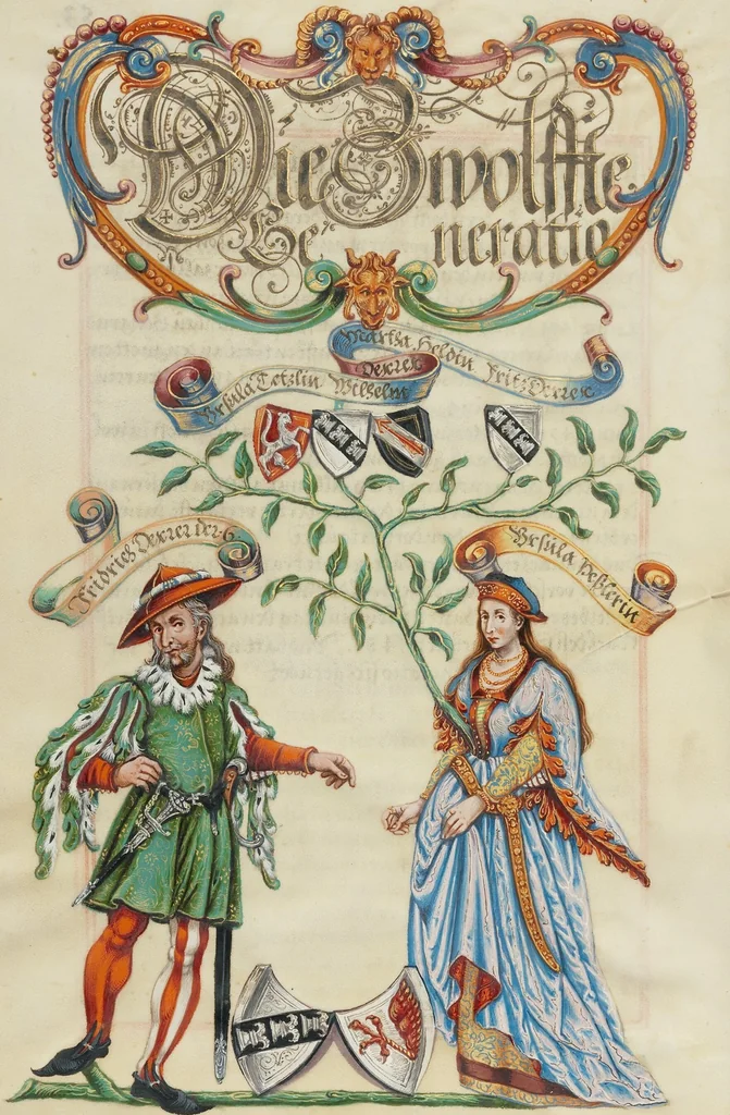 An illustration from Genealogy of the Derrer Family, 1626, leaf 43
