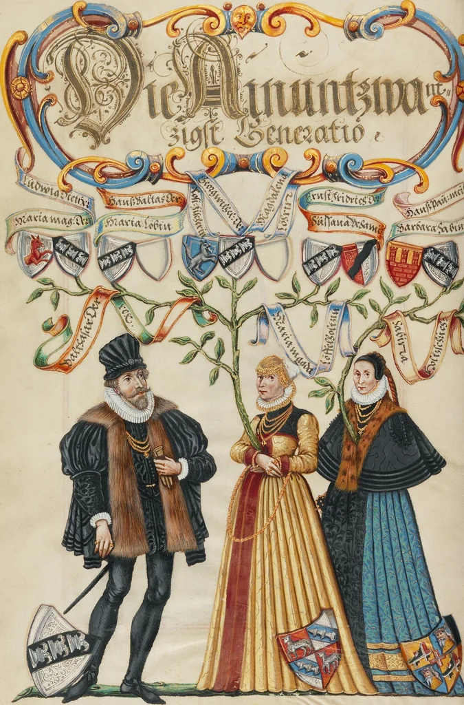 An illustration from Genealogy of the Derrer Family, 1626, leaf 46
