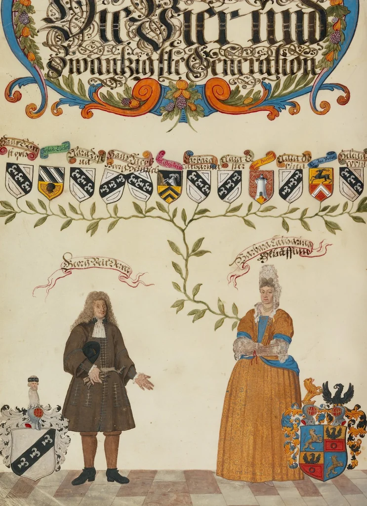 An illustration from Genealogy of the Derrer Family, 1626, leaf 47
