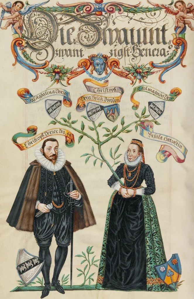An illustration from Genealogy of the Derrer Family, 1626, leaf 49