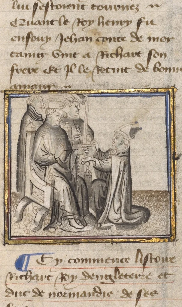 An illustration from Chronique de Normandie, 1400, leaf 8