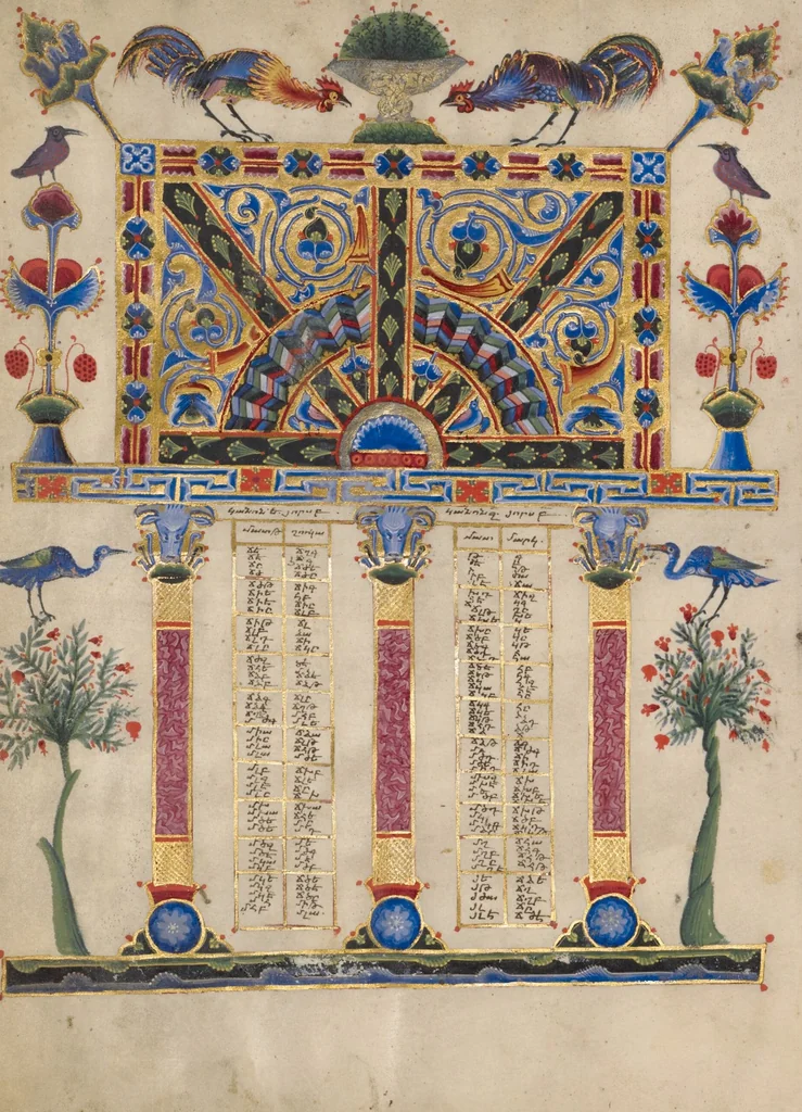 An illustration from Canon tables from the Zeyt'un Gospels, 1256, leaf 10