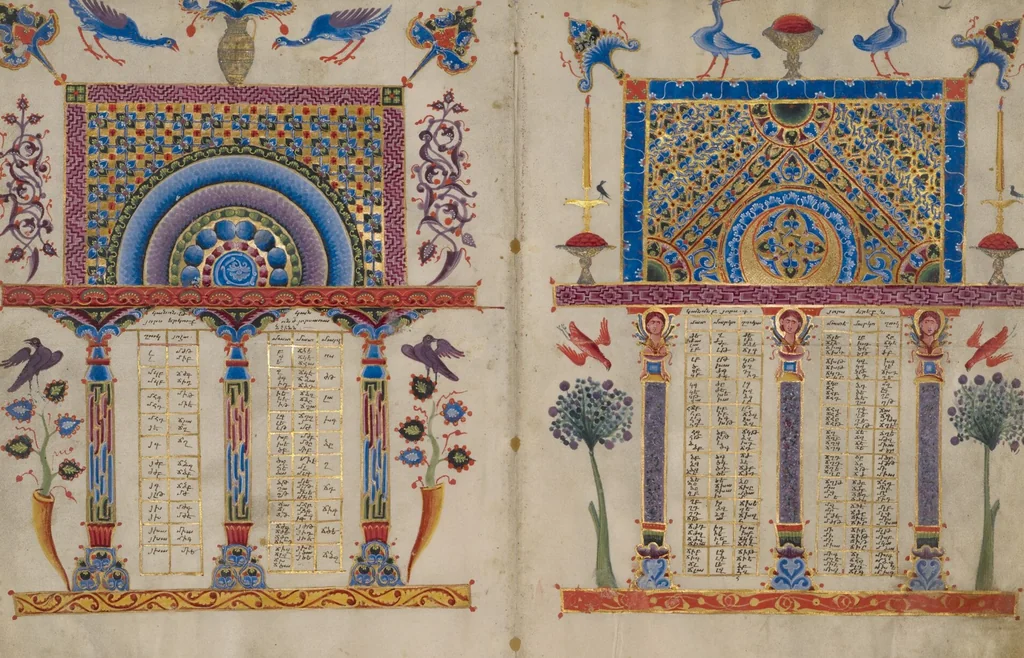 An illustration from Canon tables from the Zeyt'un Gospels, 1256, leaf 4