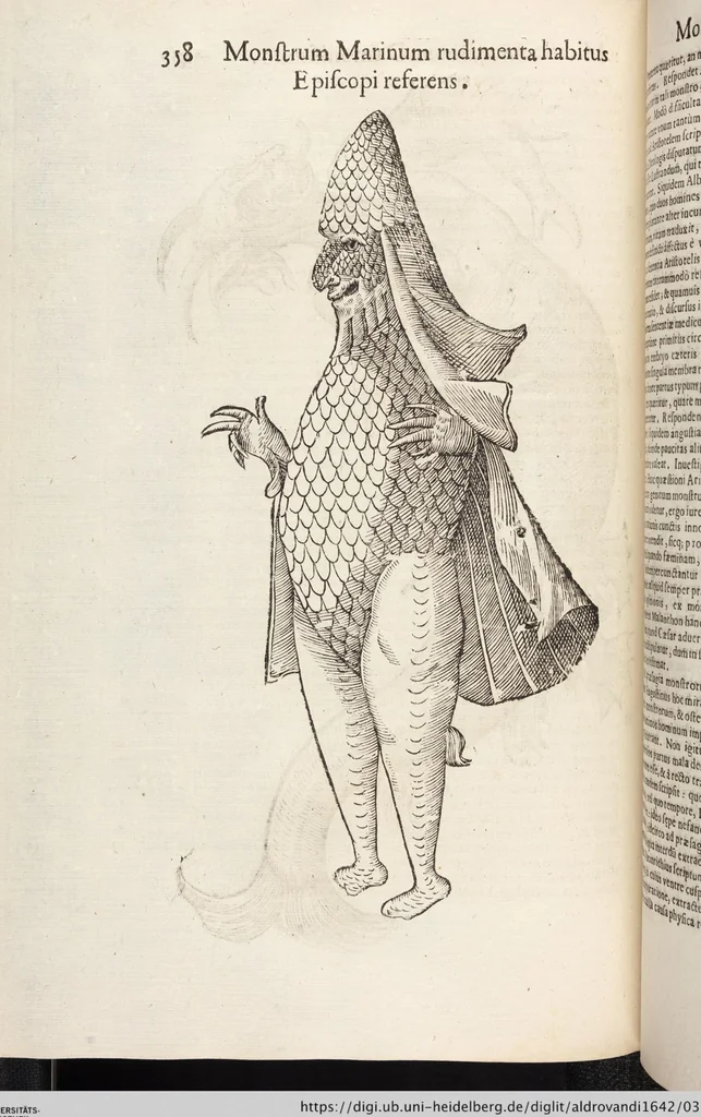 An illustration from Vlyssis Aldrovandi Patricii Bononiensis Monstrorvm Historia: cum Indice copiosissimo, 1642, leaf 376