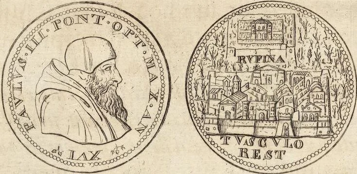 An illustration from Numismatum Modernorum Cimeliarchii Regio-Electoralis Brandenburgici Sectio Prima: continens Numismata Pontificum Romanorum, Aliorumque Ecclesiasticorum, Rariora & Elegantiora: Ære expressa & Dialogo illustrata, 1704, leaf 36