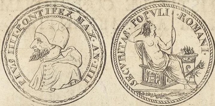 An illustration from Numismatum Modernorum Cimeliarchii Regio-Electoralis Brandenburgici Sectio Prima: continens Numismata Pontificum Romanorum, Aliorumque Ecclesiasticorum, Rariora & Elegantiora: Ære expressa & Dialogo illustrata, 1704, leaf 39
