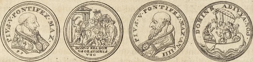 An illustration from Numismatum Modernorum Cimeliarchii Regio-Electoralis Brandenburgici Sectio Prima: continens Numismata Pontificum Romanorum, Aliorumque Ecclesiasticorum, Rariora & Elegantiora: Ære expressa & Dialogo illustrata, 1704, leaf 47