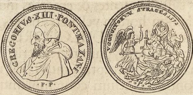 An illustration from Numismatum Modernorum Cimeliarchii Regio-Electoralis Brandenburgici Sectio Prima: continens Numismata Pontificum Romanorum, Aliorumque Ecclesiasticorum, Rariora & Elegantiora: Ære expressa & Dialogo illustrata, 1704, leaf 48