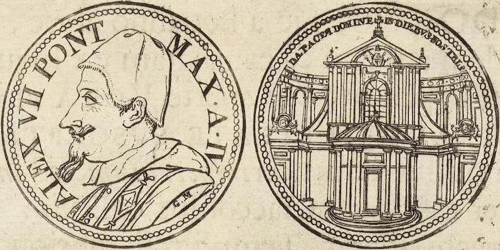An illustration from Numismatum Modernorum Cimeliarchii Regio-Electoralis Brandenburgici Sectio Prima: continens Numismata Pontificum Romanorum, Aliorumque Ecclesiasticorum, Rariora & Elegantiora: Ære expressa & Dialogo illustrata, 1704, leaf 67