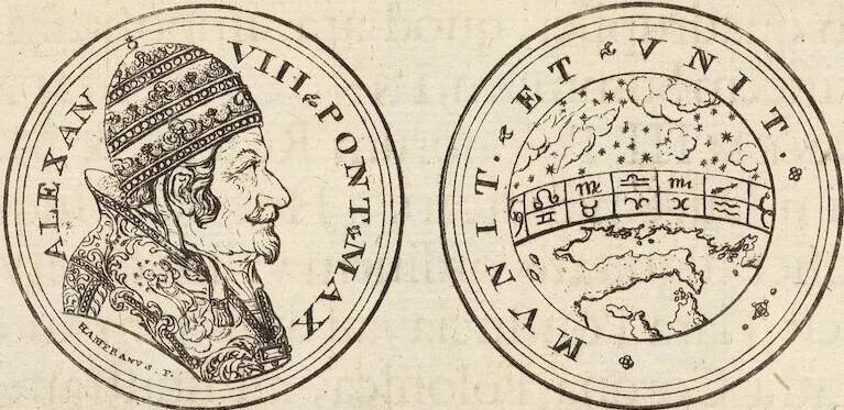 An illustration from Numismatum Modernorum Cimeliarchii Regio-Electoralis Brandenburgici Sectio Prima: continens Numismata Pontificum Romanorum, Aliorumque Ecclesiasticorum, Rariora & Elegantiora: Ære expressa & Dialogo illustrata, 1704, leaf 74