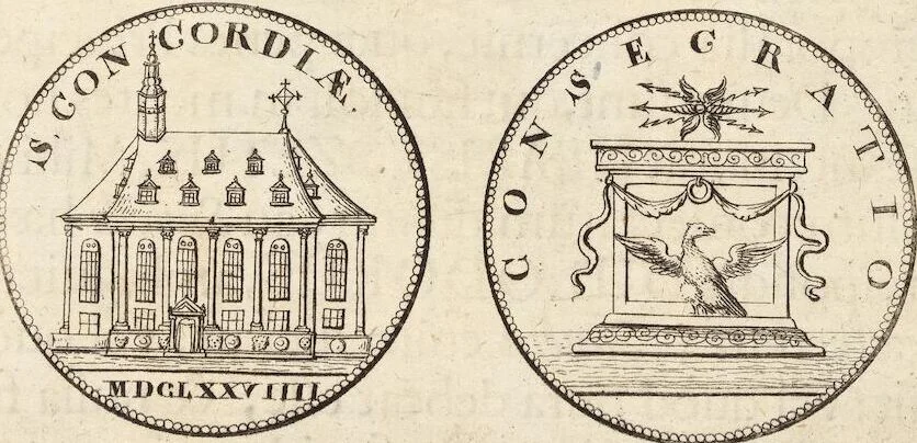 An illustration from Numismatum Modernorum Cimeliarchii Regio-Electoralis Brandenburgici Sectio Prima: continens Numismata Pontificum Romanorum, Aliorumque Ecclesiasticorum, Rariora & Elegantiora: Ære expressa & Dialogo illustrata, 1704, leaf 95