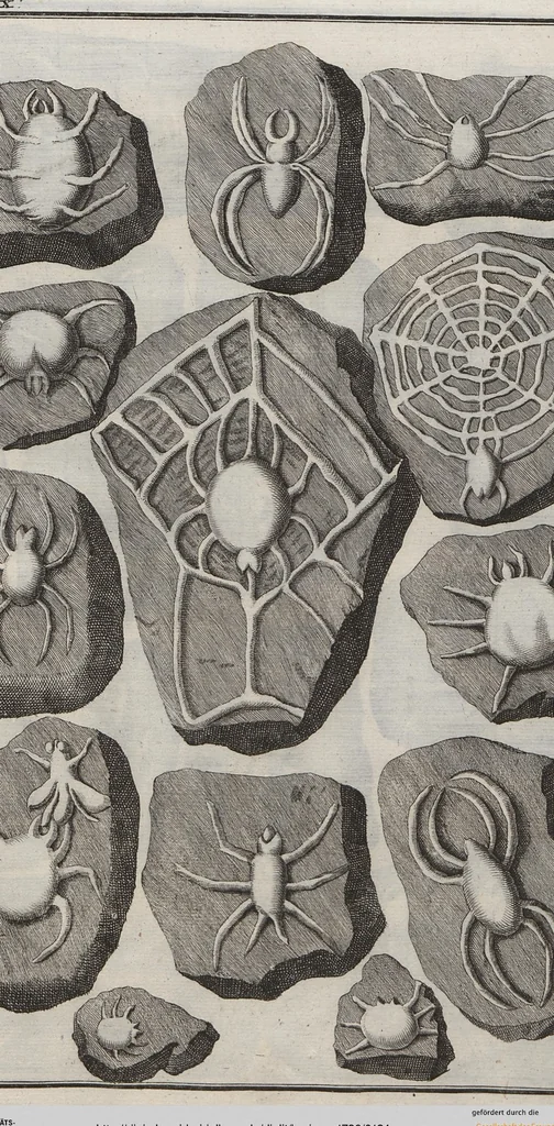 An illustration from Lithographiae Wirceburgensis, Ducentis Lapidum Figuratorum, A Potiori Insectiformium, Prodigiosis Imaginibus Exornatae Specimen Primum, 1726, leaf 124