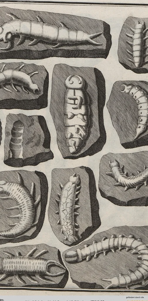 An illustration from Lithographiae Wirceburgensis, Ducentis Lapidum Figuratorum, A Potiori Insectiformium, Prodigiosis Imaginibus Exornatae Specimen Primum, 1726, leaf 125